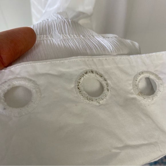 Desigual White Windowpane Ruffle Hem Side Cutout Tunic Top Semi Sheer Sz S - Picture 7 of 16